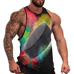 Kleurrijke Hockey Mannen Tank Top Grafische Mouwloze Bodybuilding Tees Casual Strand T-Shirt Grappige Gym Spier