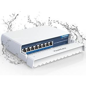 YuanLey PoE Switch met 8 poorten Gigabit Ethernet Waterdicht voor buiten Onbeheerde netwerkswitch 1000 Mbps, geïntegreerde voeding van 120 W, ondersteuning IEEE802.3af/at en plug & play