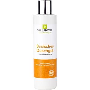 GREENDOOR Basische natuurlijke douchegel, biologische duindoorn sinaasappel, 250 ml, biologisch afbreekbaar, veganistisch, natuurlijke cosmetica zonder sulfaten, siliconen parabenen, natuurlijk