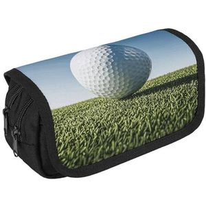 VFKLT Golfbal etui dubbellaags pennenetui grote capaciteit pennenzak dubbele rits draagbare pennenetui make-up tas voor mannen vrouwen reizen zakelijk kantoor, Wit, Eén maat, Potlood Tas