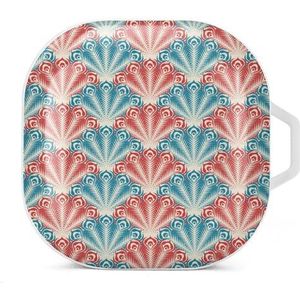 Pauwenveren oordopjes hoesje compatibel met Samsung hard shell beschermhoes witte stijl