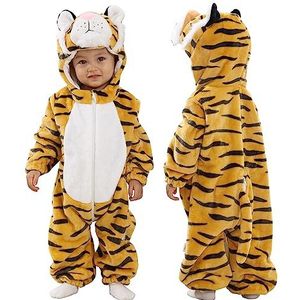 Doladola Baby Flanel Dier Hooded Rompertjes,Peuters Jumpsuits Outfit voor Kinderen van alle leeftijden(tijger,18-24 maanden)