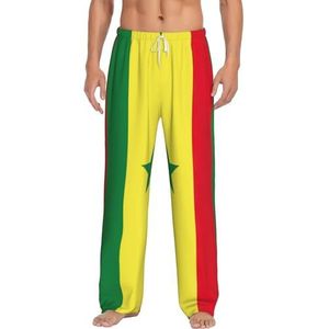 KJGvbn Vlag Van Senegal Print Heren Bottoms Pyjama Broek, Zachte Loungewear Pyjama Slaapbroek Met Zakken, Lichtgewicht Nachtkleding Voor Comfortabele Slaap, Wit, S