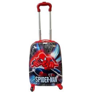 Kinderen Vakantie Reizen Karakter Koffer Bagage Carry op Trolley Tassen 18 inch Vierkante Vorm RODE Spider-Man Spiderman Telescopische Handvat, Rood, 18"", ei vorm bagage met 2 wielen