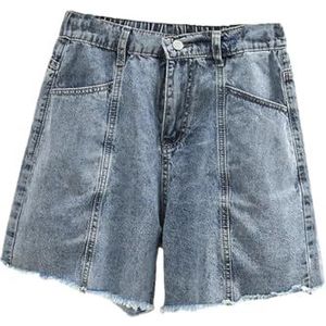 Pegsmio Dames Denim Shorts Zomer Rechte Jeans Losse Broek, Blauw, XXL