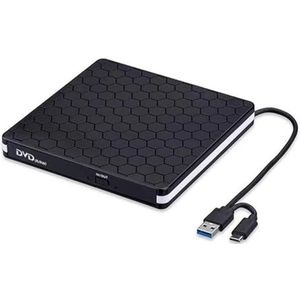 Externe CD DVD-drive USB3.0 Type C 2-in-1 Interface Slim DVD CD-brander Lezer Optische Drive For Laptop PC Desktop Heldere Beeldkwaliteit Stabiele Audio