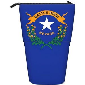 Evengigy Nevada staat vlag print schattig etui met ritssluiting verstelbare standaard potloodhouder grappige make-up tas, Zwart, Eén maat, Tas Organizer