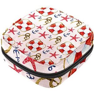 Maandverband Opbergtas, Vrouwelijke Product Pouches Draagbare Periode Kit Tas voor Meisjes Vrouwen Dames Touw & Reddingsboei, Meerkleurig, 4.7x6.6x6.6 in/12x17x17 cm