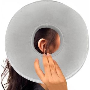 FCG Home® Donut oorpiercingkussen | Afneembare hoes | Verstelbare vulling | O-vormig kussen met oorgat voor zijslapers (lichtgrijs)