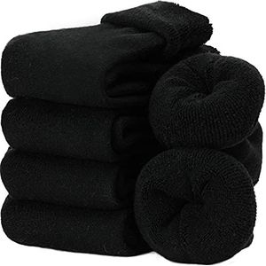 EBMORE Dames Wol Sokken Merino Warme Dikke Wol Cadeau Sokken Wandelsokken Thermosokken Wintersokken voor Dames 5 Paar (Boord-Zwart)