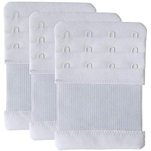 Magicmode BH-extenders 4 haak elastische elastische beha extensions riem comfortabel 3 stuks - Pack, Wit, Eén Maat