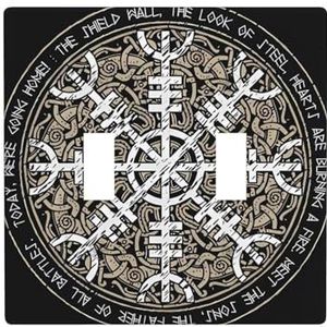 ZhaoYuGoods Helm of awe print muurplaat, dubbele tuimellichtschakelaar outlet cover 2-voudig 11,4 cm x 11,4 cm, decoratieve pc-voorplaat voor thuis en kantoor