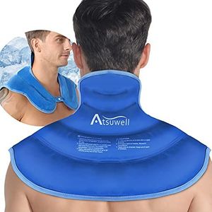 Atsuwell Ice Pack voor nek en schouders Pijnbestrijding Koude kompresttherapie Schouder ijspakketten voor verwondingen Herbruikbare gel, grote bovenrug koude verpakking voor zwelling, blauwe plekken, verstuiking, chirurgie