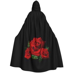 WURTON Gothic Rose Print Halloween Wizards Hooded Gown Mantel Kerst Hoodie Mantel Cosplay Voor Vrouwen Mannen