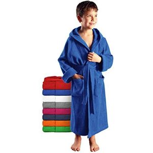 Arus - Kinderbadjas, 100% Katoenen Badstof, met capuchon, Blauw royal, 164