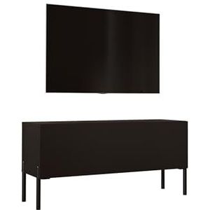 3E 3xE living.com TV-kast in mat zwart / zwart hoogglans met poten in zwart, A: B: 100 cm, H: 52 cm, D: 32 cm. TV-meubel, tv-tafel, tv-bank