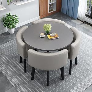 XIANGLV Eettafelset voor 4 vergaderzalen tafel ronde tafel en stoelen eetkamer tafel set voor 4 kleine ronde eettafel ronde keukentafel cirkel keukentafel (A28,90x90x75cm)