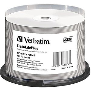Verbatim - CD-R - Onbewerkte Schalen - 700 MB - 52x Snelheid, 50 Stuks