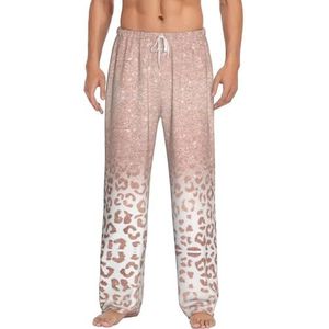 Dexnel Rose Gold Glitter Zachte Pyjama Broek Voor Mannen,Klassieke Slaapbroek Comfortabel, Polyester Pyjama Broek Met Zakken, Wit, S