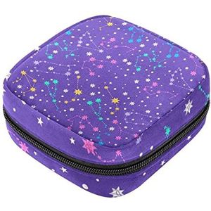 Menstruatie Pad Tas Rits Maandverband Tas Tampons Verzamel Zakken voor Vrouwen Meisjes (Gekleurde Sterrenbeelden en Sterren)