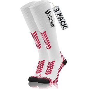 sesto senso 3 paar compressiekousen, sport, dames en heren, uniseks, kleurrijk, hoge sportsokken, hardloopsokken, 3 stuks - wit, 43/47 EU