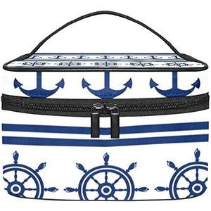 marineblauwe make-up organizer tas, reismake-up tas organizer case draagbare cosmetische tas voor vrouwen en meisjes toiletartikelen, Meerkleurig, 22.5x15x13.8cm/8.9x5.9x5.4in