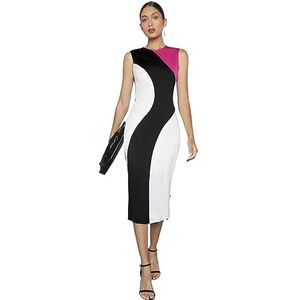 jurken voor dames Colorblock Bodycon-jurk - Elegante mouwloze tank-midi-jurk (Color : Multicolore, Size : L)