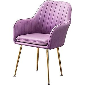 GEIRONV 1 stuks eetkamerstoelen, fluwelen stoel en rugleuningen Woonkamer fauteuil met metalen benen verstelbare voeten make-up stoel Eetstoelen (Color : Purple)