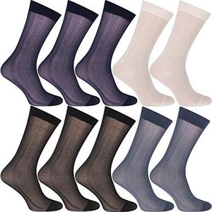 Uaussi 10 paar heren ultra dunne jurk sokken zijde pure zakelijke sokken zachte nylon werk broek sox midden kalf, 10 Zwart+marine+Wit+Grijs, One Size