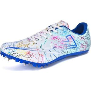 ZHENSI Atletiekschoenen Spikes Sneakers Voor Kinderen Heren Dames Lichtgewicht Race Sprintschoenen,Blauw,34 EU