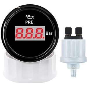 Digitale 0-5 bar, 0-10 oliemeter met sensor 1/8 NPT rode achtergrondverlichting 52 mm oliedrukmeter indicator auto boot(BB 0-5Bar)