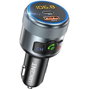 LENCENT - Bluetooth 5.1 FM Transmitter - Draadloze Zender - 38W Snelladen - Dual USB