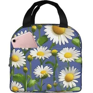 SUHNGE Lente madeliefjesbloemen print licht duurzaam warm houden geïsoleerde lunchbox voor dames en heren, draagtas voor kantoorwerk