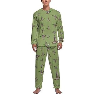 Mallard Duck zachte herenpyjama-set comfortabele loungewear met lange mouwen, top en broek, geschenken 2XL