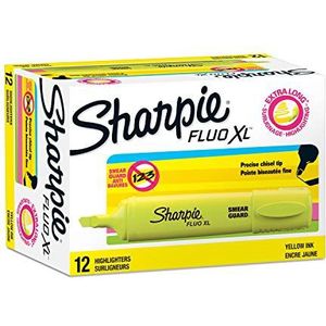 Sharpie Fluo XL Markeerstiften, wigvormige punt, 3 verschillende breedtes 12 Stuk geel