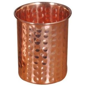 Copper Handgemaakte bekers van zuiver koper voor water, India-stijl, koper, verpakking van 2 stuks