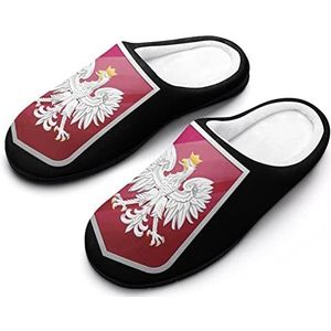 Poolse Vlag Eagle3 Katoenen Slippers Voor Vrouwen Warme Anti-Slip Rubber Zool Huis Schoenen Voor Indoor Hotel 9-10 (40-41)