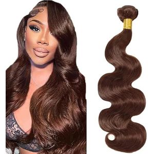 Tuheerst 24 Inch Body Wave Human Hair Bundles 4 Chocolate Brown Human Hair Extensions Unprocessed Double Weft Remy Hair for Woman 100g/pc