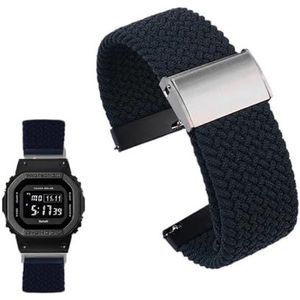 Hoge elastische nylon horlogeband geschikt for Casio DW5600 GW-5000 GW-M5610 GA2100 GA-2100 DW-5600 GM2100 Mode stoffen horlogeband armband (Color : Charcoal, Size : 16mm)