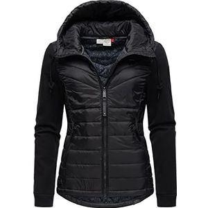 Ragwear Lucinda overgangsjas voor dames, lichte gewatteerde jas, kort met zachte mouwen en capuchon, XS-6XL, Black23, 4XL