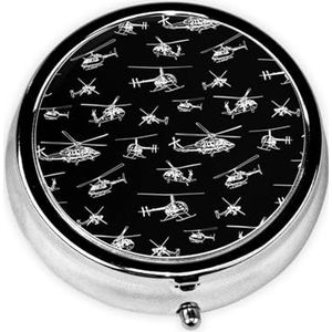 Helikopter draagbare pillendoos, 3 compartimenten medicijnpillenetui, bedrukte pillenorganizer voor zakportemonnee en reizen
