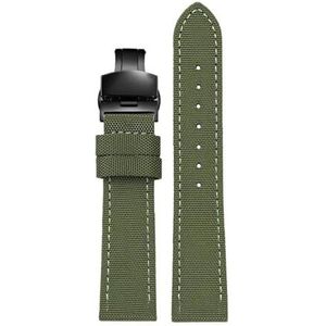 KemEng Nylon horlogebandje, 18-24 mm, NATO-horlogeband voor mannen en vrouwen, Groene zwarte vouwsluiting, 20mm, Riem