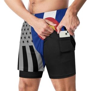 Amerikaanse Colorado Vlag Grappige Zwembroek met Compressie Liner & Pocket Voor Mannen Board Zwemmen Sport Shorts