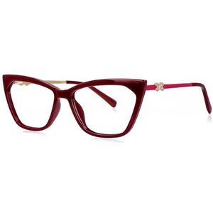 Nepbrillen, Unisex Cat's Eye Spring Leg Titanium Plastic Brilmonturen Multicolor(Rosso)