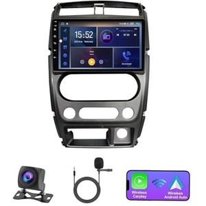 Dubbele DIN Android 14 autoradio voor Suzuki Jimny 3 2005-2019 9 Duim QLED Touch screen-met Draadloze Carplay Android Auto GPS navigatie 4G WiFi Stuurwielbediening achteruitrijcamera(P5 4G+WIFI 8Core