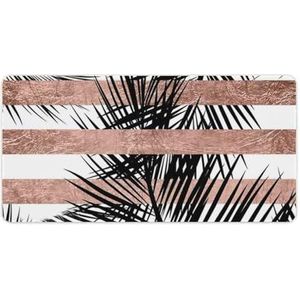 Trendy Tropische Palmbomen Chic Rose Gouden Strepen Mode Bureau Muismat Antislip Gaming Muismat Accessoires Decor 30x60cm