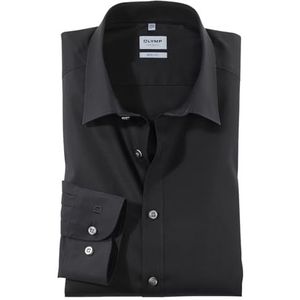 OLYMP Level 5 Body Fit overhemd, mouwlengte 7, zwart Strijkvriendelijk - Maat 41