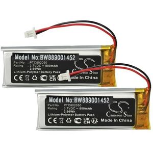vhbw 2 x accu compatibel met Sena SRL-01 (SP51), SRL2 hoofdtelefoon draadloze hoofdtelefoon (800mAh, 3,7V, Li-Poly)