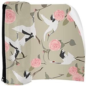 Potlood Case Rood Gekroond Kraan Patroon Pouch Bag Pen Rits Tas voor Kantoorartikelen Reizen School Student Supplies