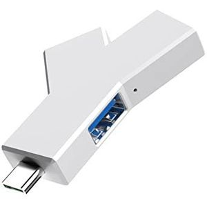 USB/Type C 3-poorts splitterhub, mini Y-vormige USB-C-poortexpander voor pc-computer, laptop, plug-and-play, ondersteuning voor hotplug (TYPE C wit)